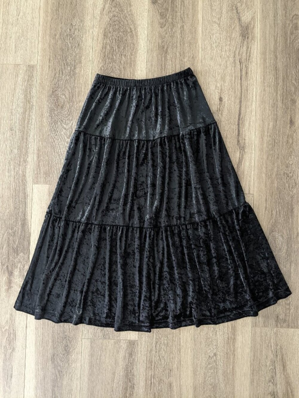 Vintage 90s witchy crushed velvet tiered midi maxi skirt whimsigoth sz M petite